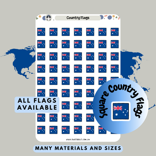 100+ Square Country Flags Planner Stickers - Kneebble