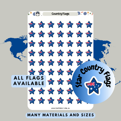 100+ Star Country Flags Planner Stickers - Kneebble