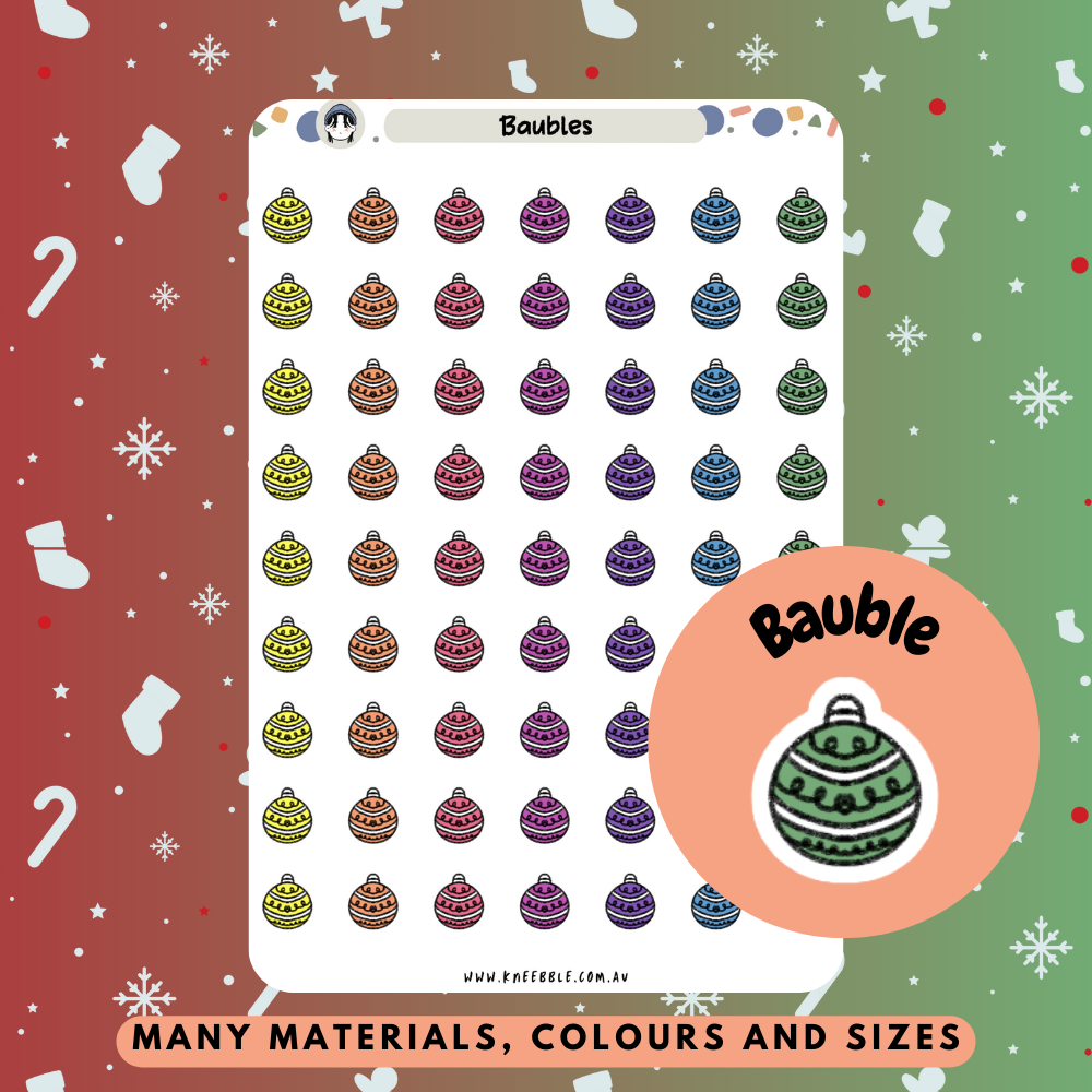 Bauble Decoration Planner Stickers - Kneebble