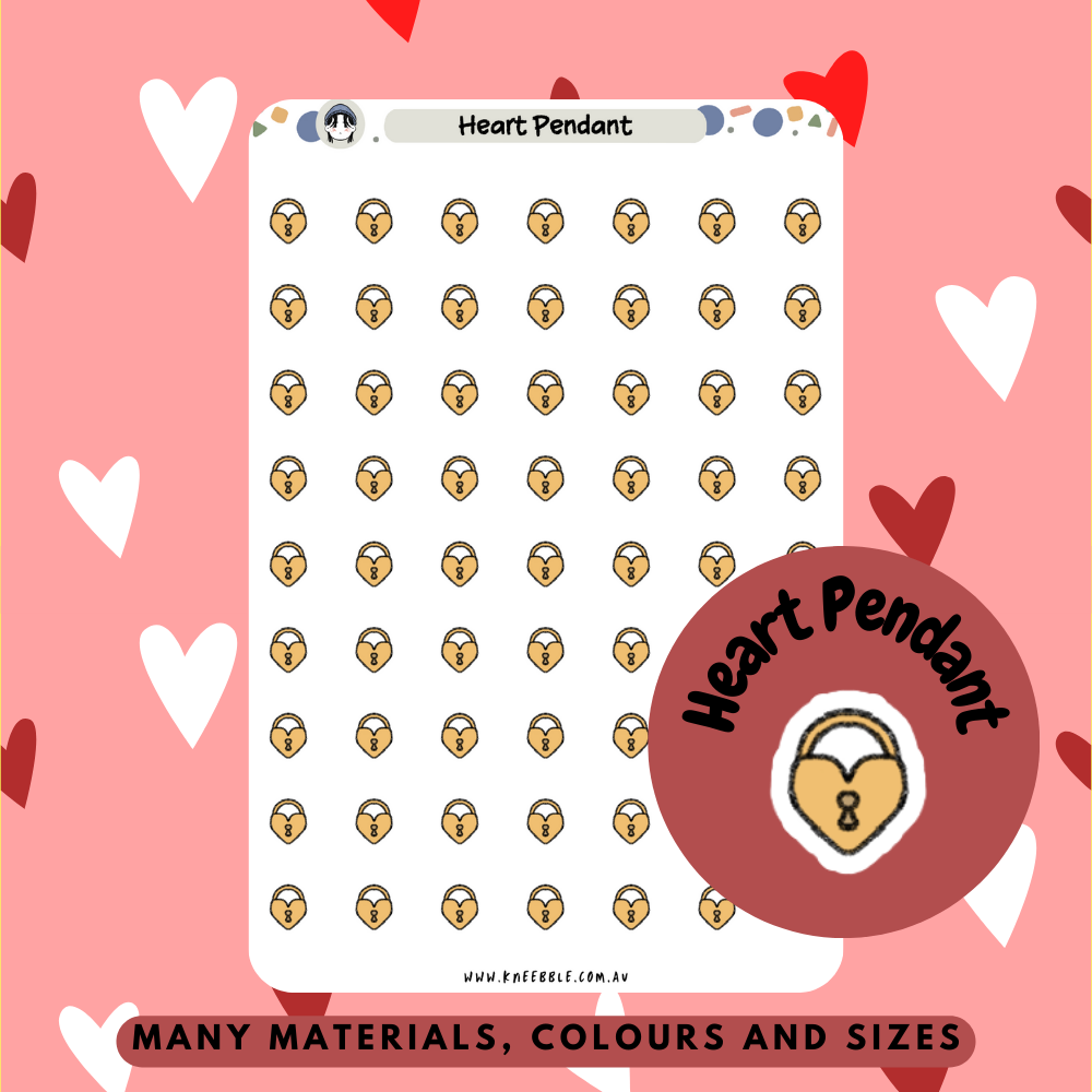 Heart Pendant Planner Stickers - Kneebble