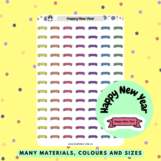 Happy New Year Flag Planner Stickers - Kneebble