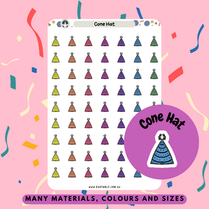 Birthday Cone Hat Planner Stickers - Kneebble