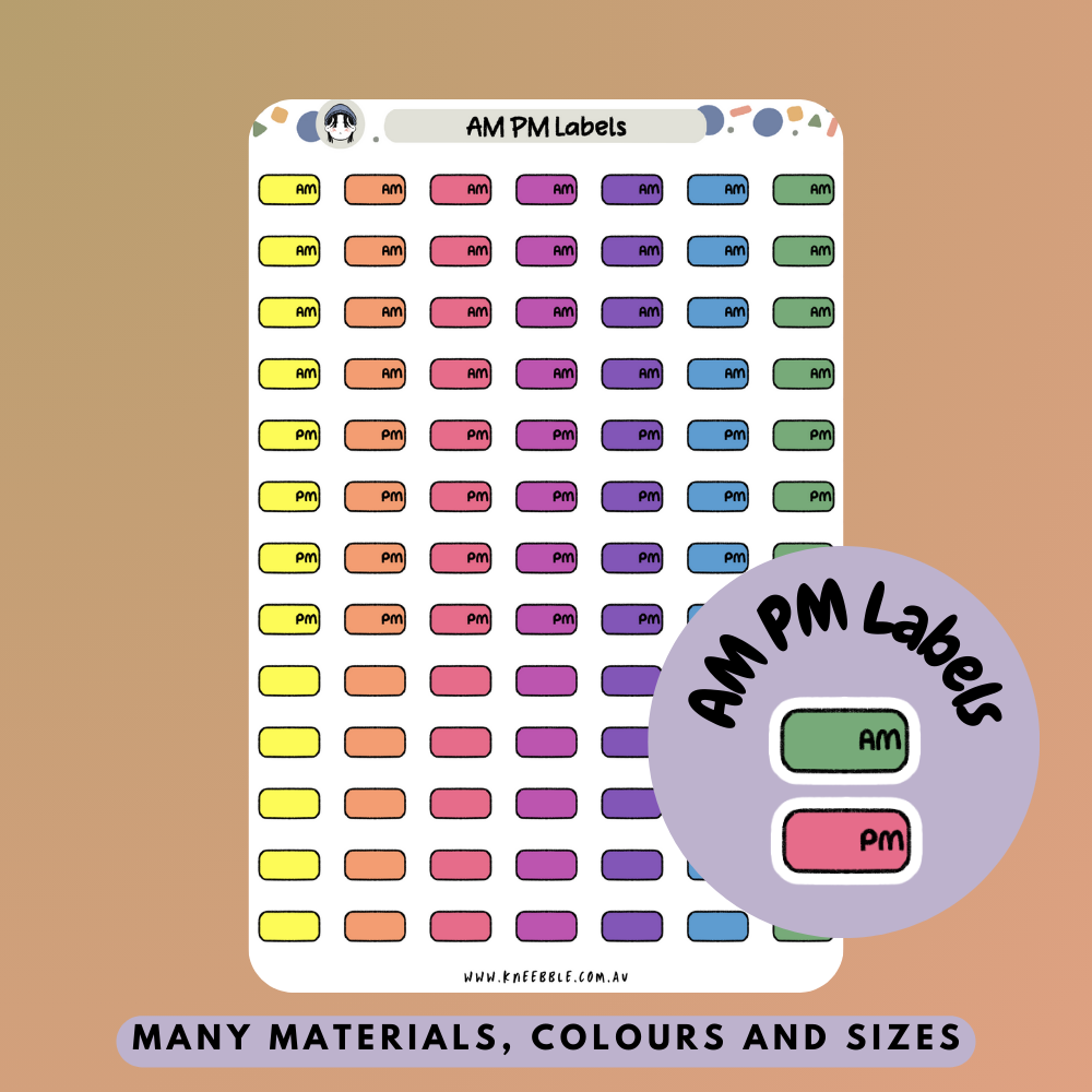 AM PM Labels Planner Stickers