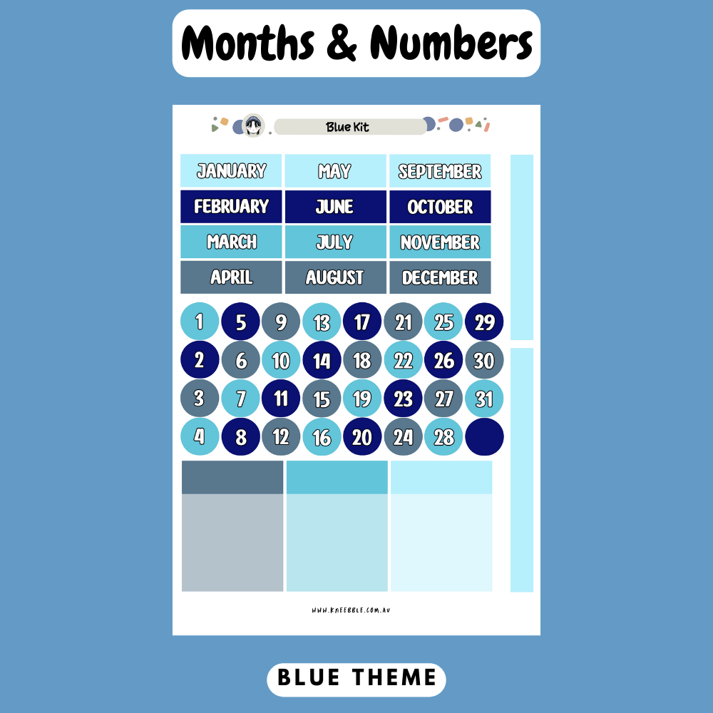 Blue Planner Kit - Week And Month Planner Stickers