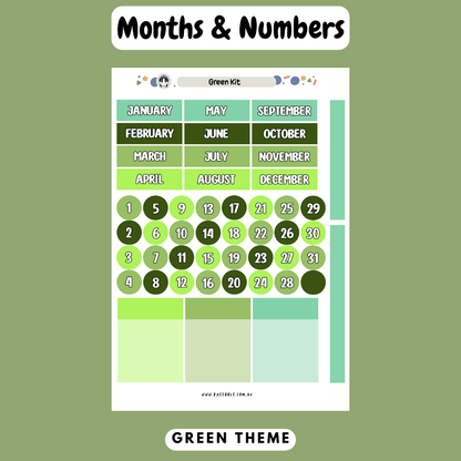 Green Planner Kit - Week And Month Planner Stickers