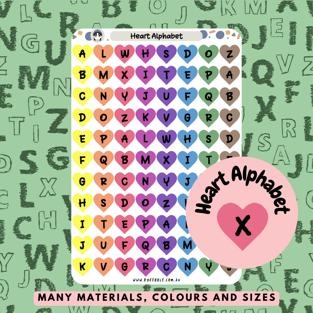 Heart Alphabet Planner Stickers