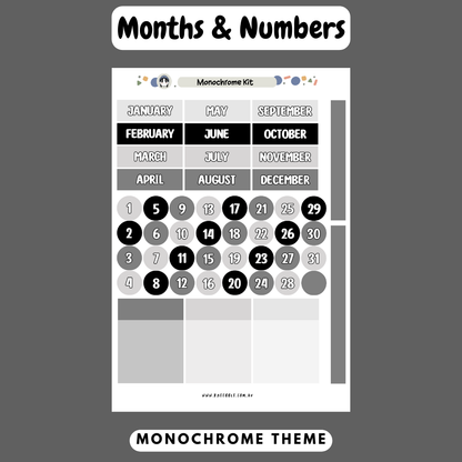 Monochrome Planner Kit - Week And Month Planner Stickers