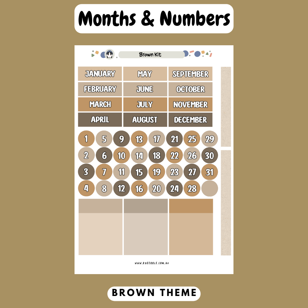 Brown Planner Kit - Week And Month Planner Stickers