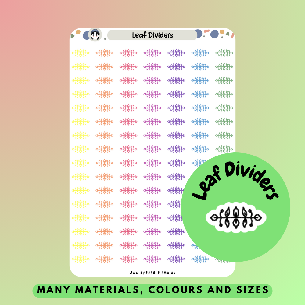 Leaf Divider Planner Stickers - Kneebble