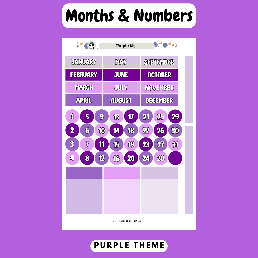 Purple Planner Kit - Week And Month Planner Stickers