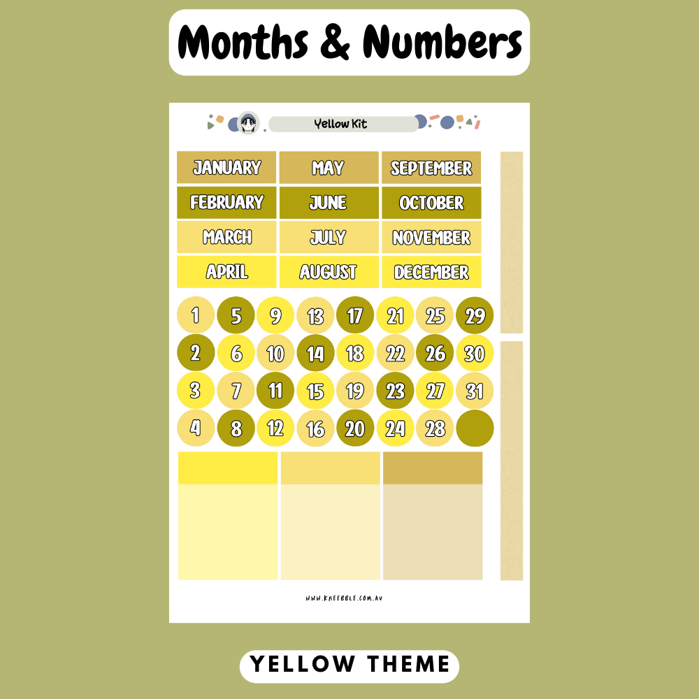 Yellow Planner Kit - Week And Month Planner Stickers