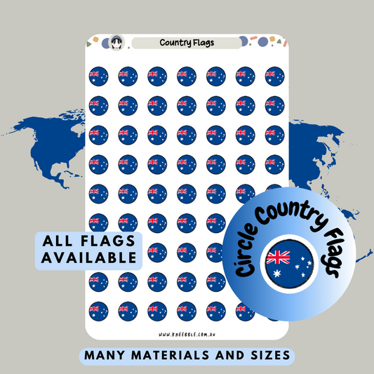 100+ Circle Country Flags Planner Stickers - Kneebble