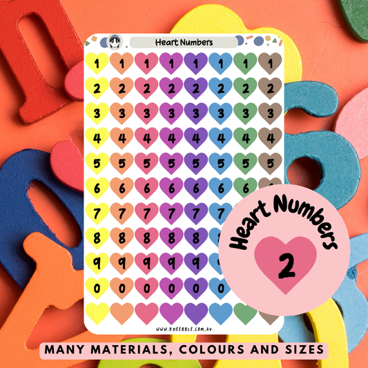 Heart Numbers Planner Stickers