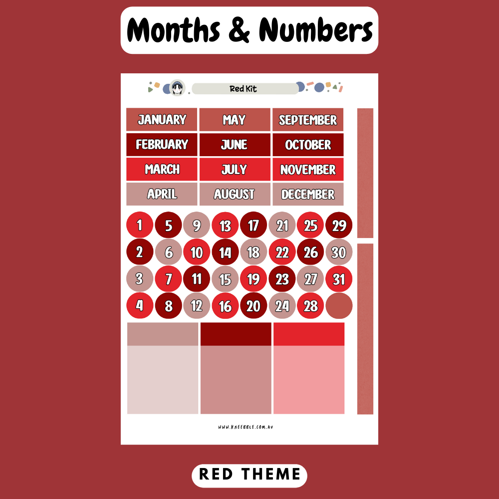 Red Planner Kit - Week And Month Planner Stickers