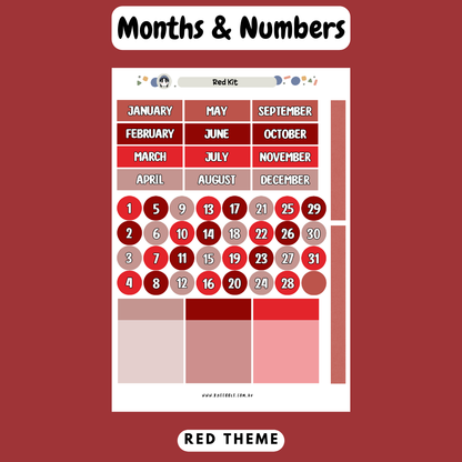 Red Planner Kit - Week And Month Planner Stickers