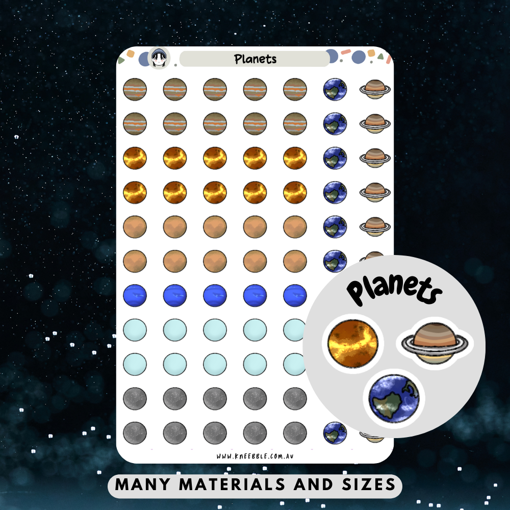 Space Planet Planner Stickers - Kneebble