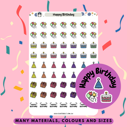 Happy Birthday Planner Stickers - Kneebble