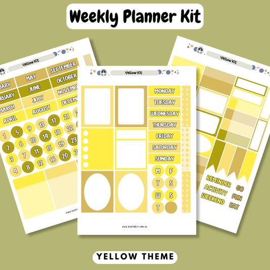 Yellow Planner Kit - Week And Month Planner Stickers