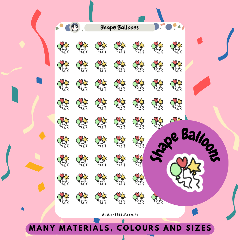 Shape Balloons Planner Stickers - Kneebble