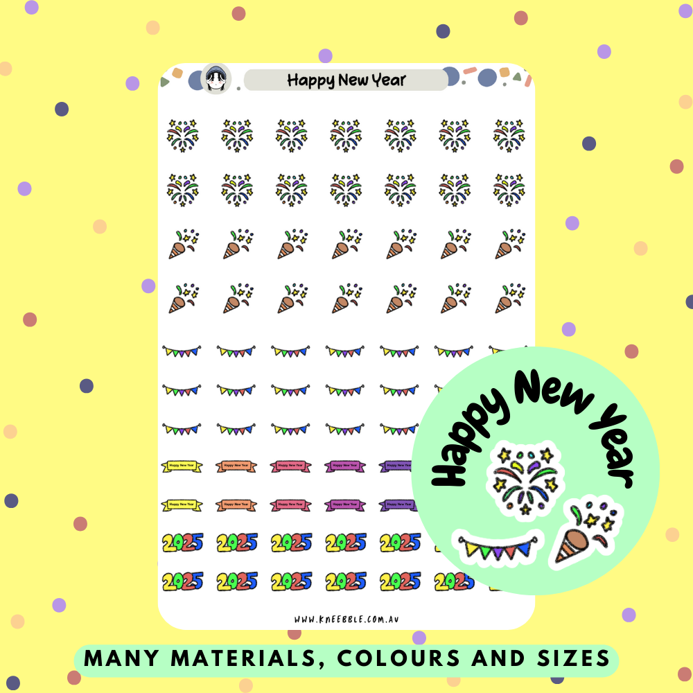 2025 Happy New Year Planner Stickers