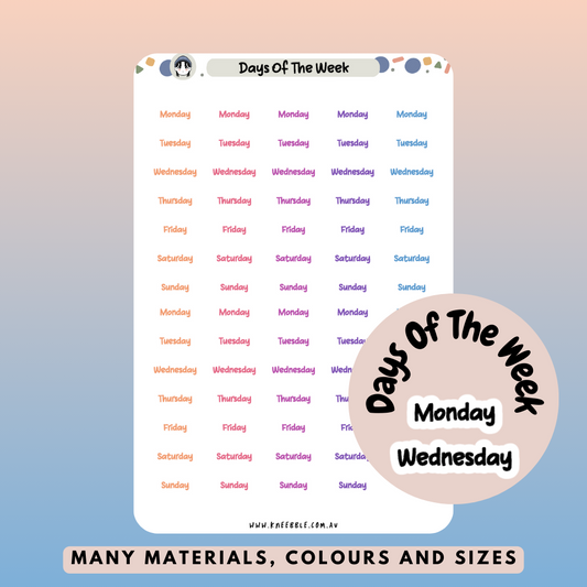 Days Of The Week Planner Stickers