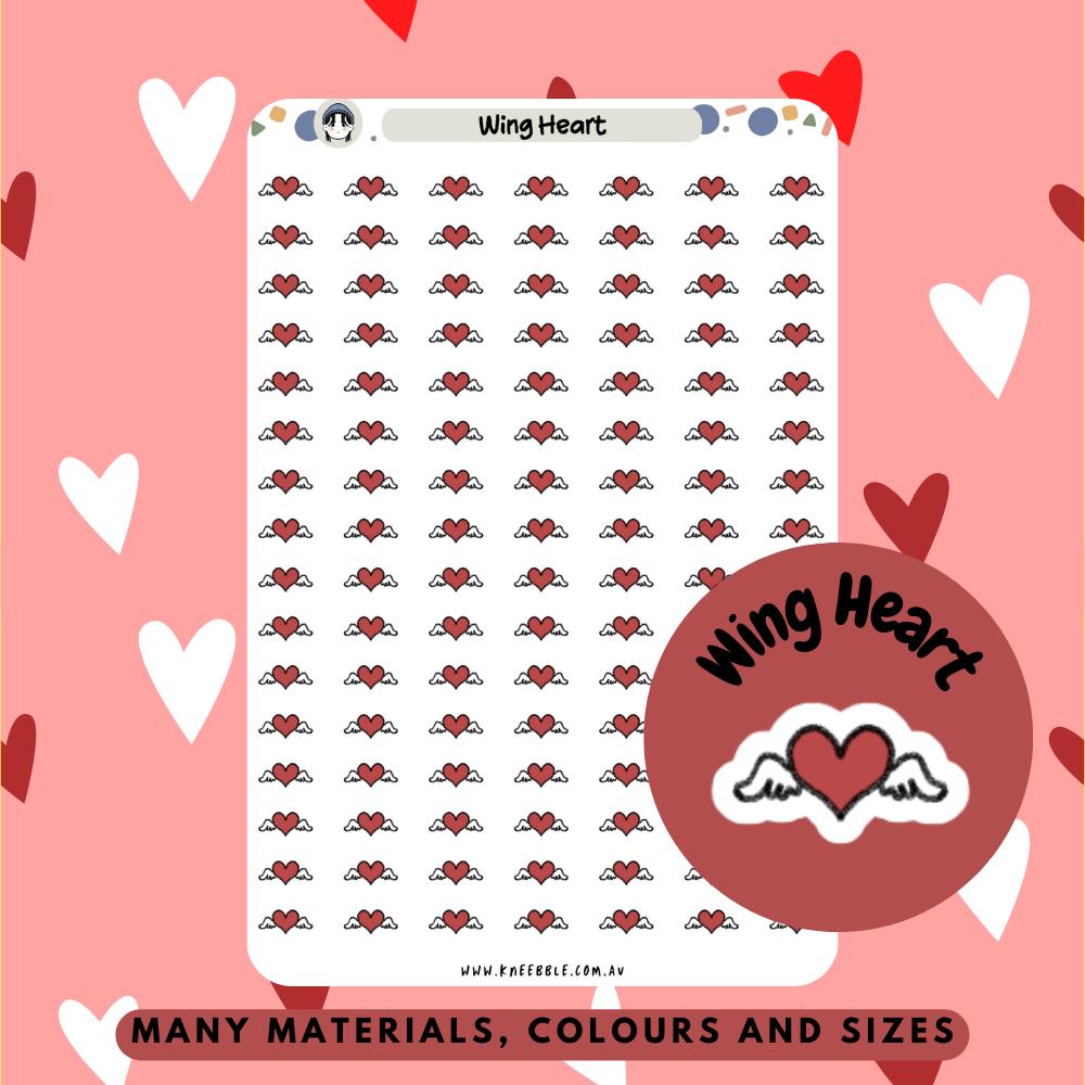 Wing Heart Planner Stickers - Kneebble