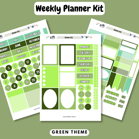 Green Planner Kit - Week And Month Planner Stickers