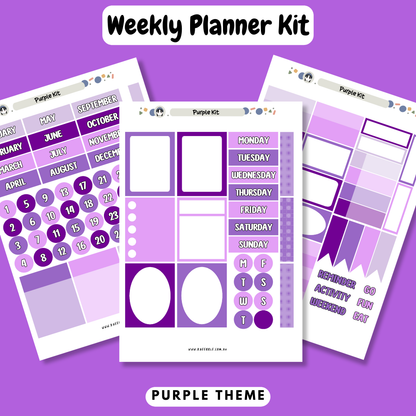 Purple Planner Kit - Week And Month Planner Stickers