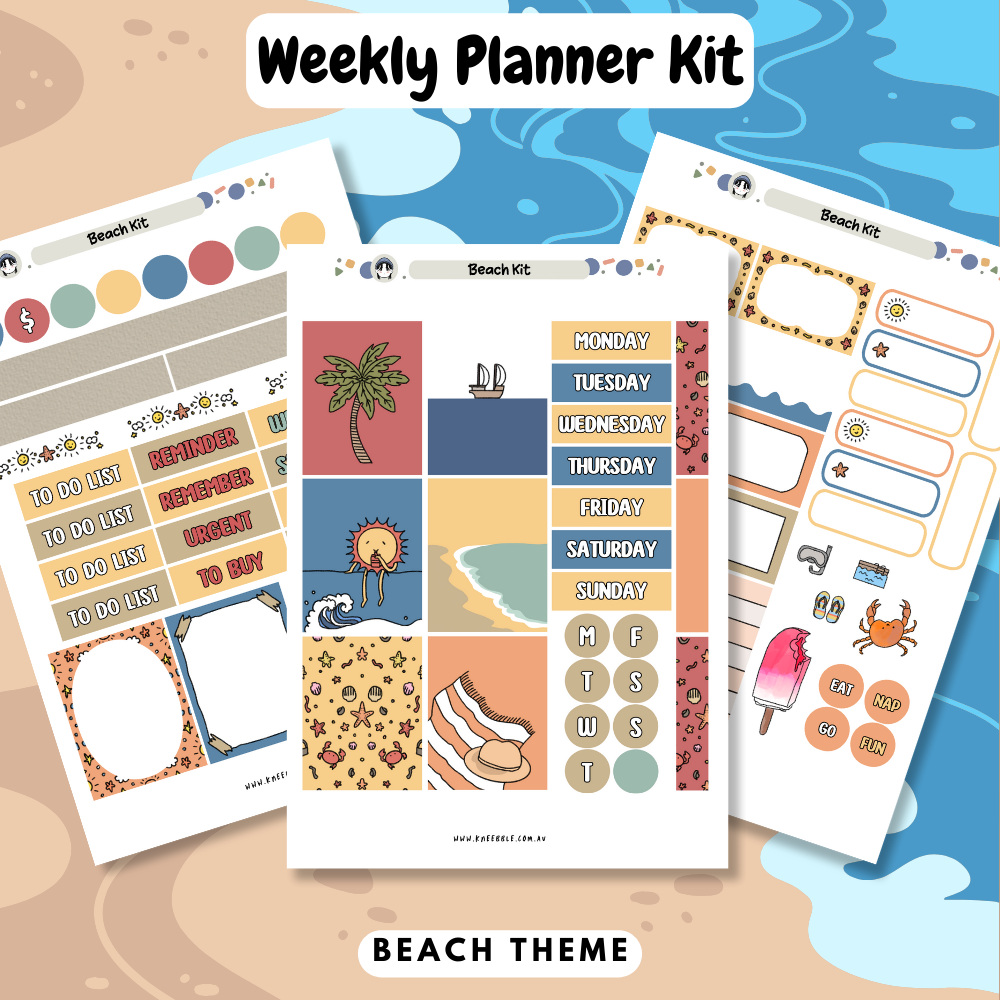 Weekly Planner Kit - Beach Water Theme Planner Stickers