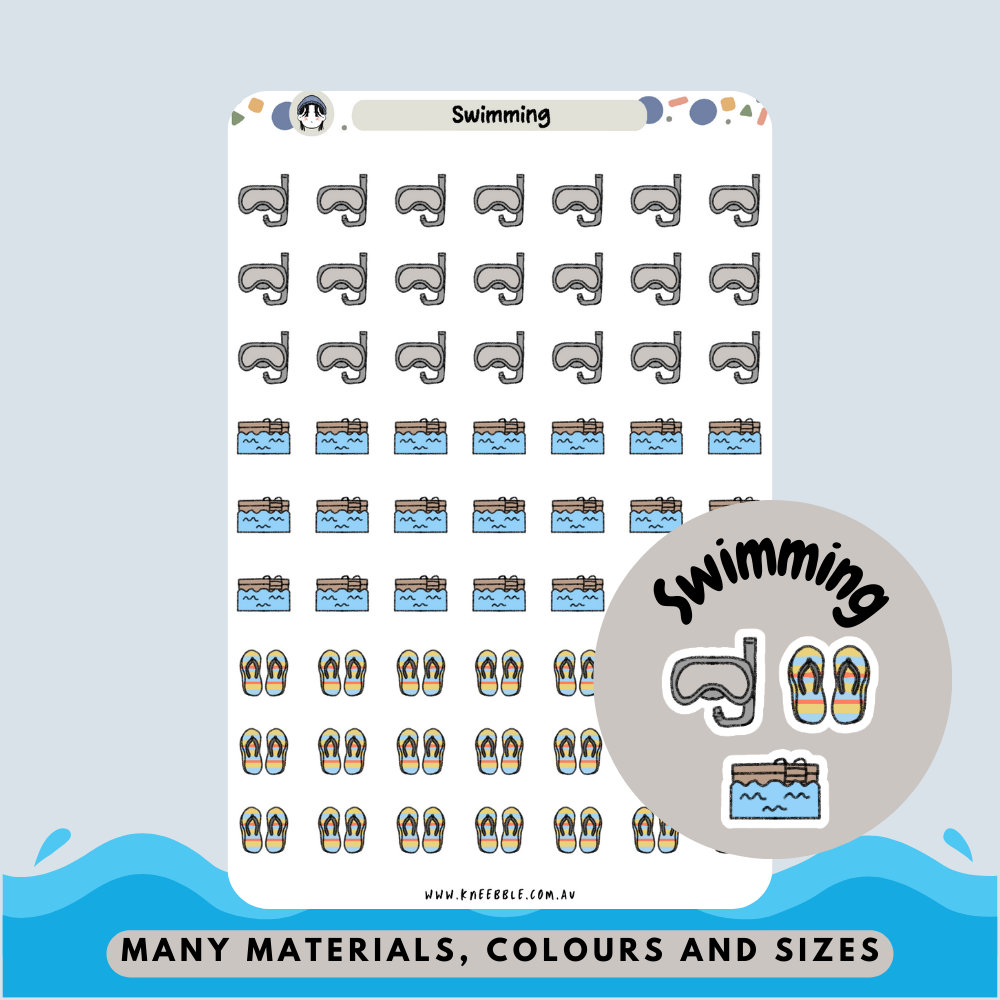 Swimming Planner Stickers - Kneebble