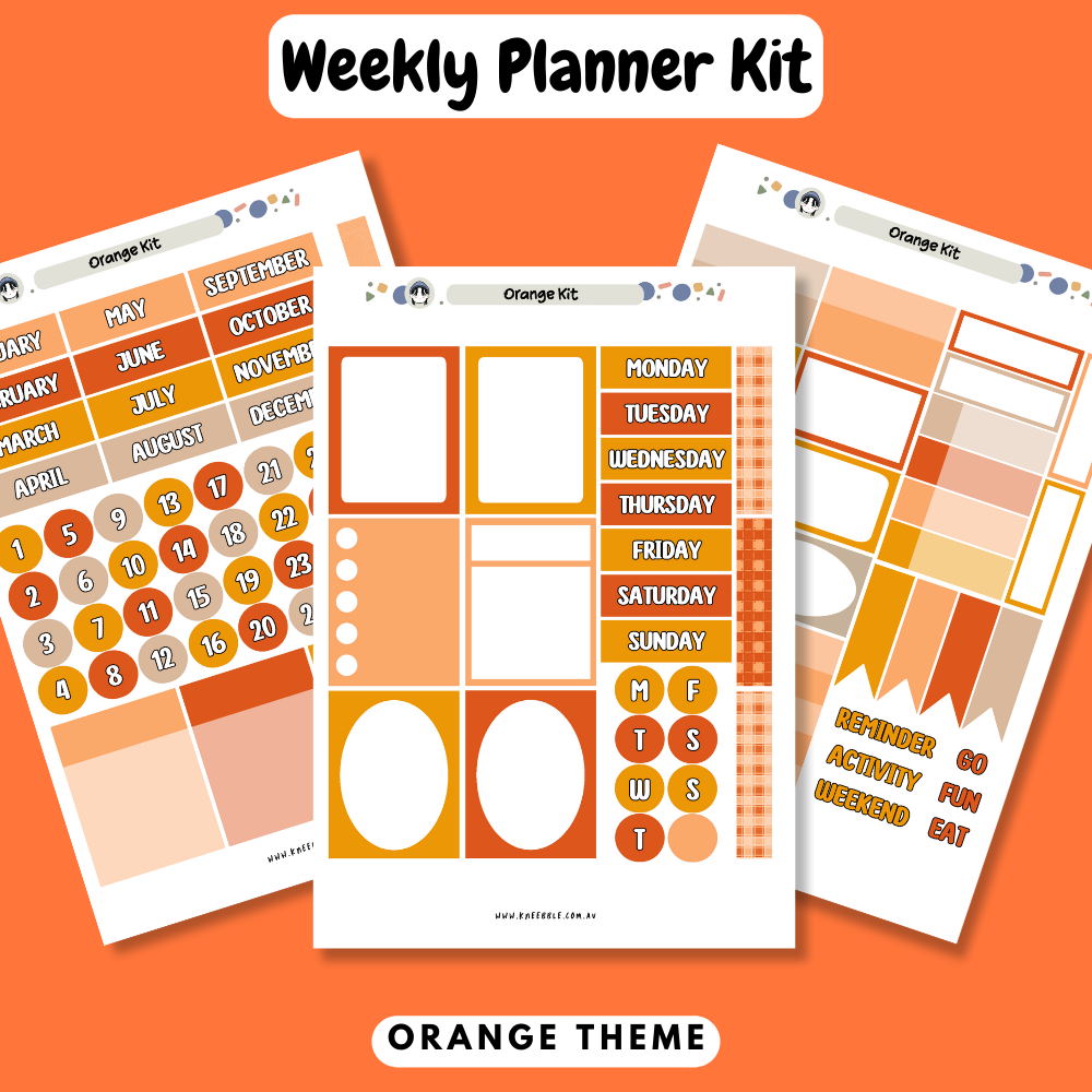 Orange Planner Kit - Week And Month Planner Stickers