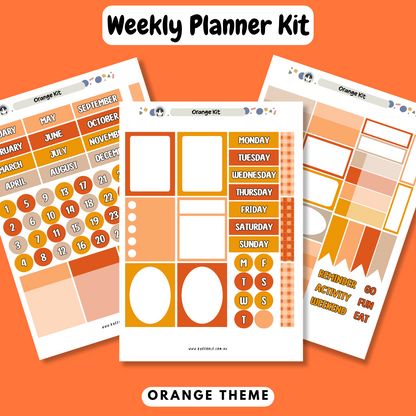 Orange Planner Kit - Week And Month Planner Stickers