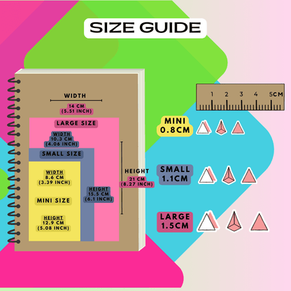 Triangle icon shape stickers size guide comparison shapes.